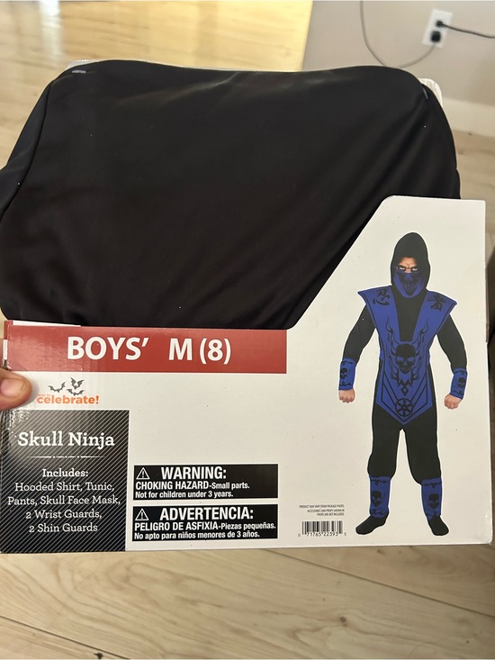 Way To Celebrate Other - Way to Celebrate! Skull Ninja Boys M (8) Black/Blue Hooded Mask
